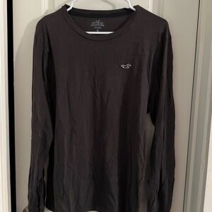 Hollister Men's Charcoal Long Sleeve Tee